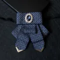 Men's suit dress bow tie with blue crystal rhinestone centerpiece and metallic tips. - No. 19