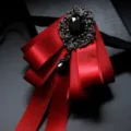 Farfallina rossa da uomo con ciondolo strass nero per abito formale di matrimonio - Rosso