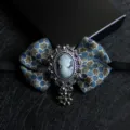 Vintage cameo bow brooch for men women retro ribbon collar flower suit shirt accessories - 05