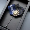 Broche en tissu vintage pour homme épingle de revers avec portrait camée nœud pour veste de costume - Noir Symétrique (07)