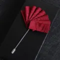 stylish elegant men suit lapel pin red pleated fabric brooch wedding corsage accessories - Jacquard Red