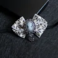 Vintage cameo bow tie retro brooch collar flower for men suit shirt formal wear accessory - Green and Blue Embroidery (03)