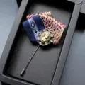 Homme vintage tissu broche revers rétro camée strass costume col accessoire boîte cadeau - 08
