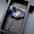 Broche Noeud Ruban Bleu Or Homme Camee Portrait Vintage Epinglette Col Costume Mode Accessoire - 09