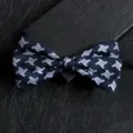 Elegante Farfalla Uomo Fantasia Pied de Poule Blu Scuro per Abito Camicia Variante - 17