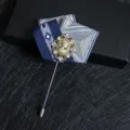 Broche camée rétro pour homme, élégant nœud en tissu avec décoration de strass en alliage. - 17