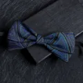 Farfallina da uomo blu con motivo geometrico e scatola regalo, variante elegante. - 22