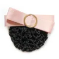 Pink bow hair net bun cover with gold ring, elegant professional hair accessory for women. - Pink Coarse Mesh