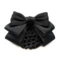 Pince à cheveux résille avec nœud en satin noir pour coiffure professionnelle élégante. - Filet à Cheveux Pince à Ressort / Noir