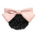Professional pink bow hair net bun cover for nurses and workplace use, 13x6cm variant. - Pink Coarse Mesh