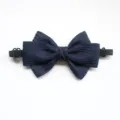 Dark blue kids bow tie detail, textured fabric with adjustable elastic strap for comfort. - 02-Dark Blue