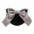 Grey bow hair net bun cover for professional work, elegant hair accessory for women. - Coarse Net Hair Net / Gray