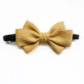 Kids yellow textured bow tie detail, children adjustable elastic neckwear accessory for formal wear. - Ginger Yellow