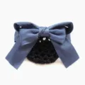 Professional hair net with blue bow for nurse hotel work bun cover elegant hair accessory - Coarse Net Hair Net / Blue