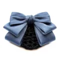 Filet à Chignon Nœud en Satin Bleu Pince à Cheveux Professionnelle Accessoire Élégant - Filet à Cheveux Pince à Ressort / Bleu Brumeux