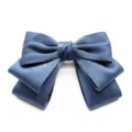 Ruban noeud en tissu bleu pince a cheveux et accessoire de col elegant pour femmes. - Filet à Cheveux Pince Bec de Canard / Bleu Brumeux