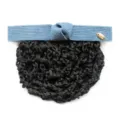 Blue corduroy hair net bun cover with clip, professional hair accessory for women. - Sky Blue Coarse Net