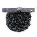 Professional hair net bun cover with dark grey bow knot and mesh for nurses flight attendants - Dark Gray Coarse Mesh