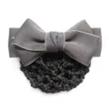 Dark grey hair bow net clip, professional hair accessories for women and bank staff. - Smoke Grey Coarse Net