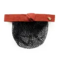 Professional hair net bun cover with brown corduroy bow for nurses and flight attendants. - Orange Fine Mesh