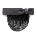 Elegant dark gray bow hair net with pearl buckle and black mesh for professional updo hairstyles. - Dark Gray Fine Mesh