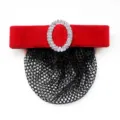 Roter Samt Haarnetz Clip mit Strass Schnalle professionelles Haaraccessoire fur Damen elegant. - Rotes Feines Netz