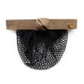 Professional hair net bun cover with brown fabric band and black mesh, elegant hair accessory. - Khaki Fine Net