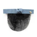 Blue hair net clip with black mesh, professional stewardess hair accessory size 12x2cm. - Sky Blue Fine Net