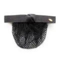 Professional hair net bow for flight attendant nurse, dark grey hair bun cover with bow. - Dark Gray Fine Mesh