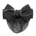 Professional Black Hair Net Bow Clip for Women Bank Hotel Waitress Hair Accessory 12x7cm - Black Fine Mesh