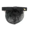 Professional black hair net bun cover with elastic band and metal accent for work. - Black Fine Mesh