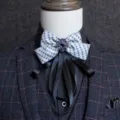 Men's British style exaggerated bow tie variant, elegant formal cravat for wedding host. - White with Stars