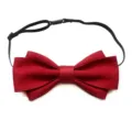 Men's Red Double Layer Bow Tie with Adjustable Black Strap Formal Neckwear Variant - 17-Dark Red