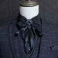 British style men's bow tie with blue crystal center, retro luxury necktie for wedding. - Wave Pattern