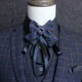 British style men's luxury bow tie cravat with crystal centerpiece for formal wedding party. - Skull Pattern