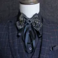 Mens vintage gold print bow tie elegant cravat for wedding party evening groom neckwear - Figure Pattern