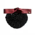 Wine red satin bow hair net variant, professional bun cover for nurse and hotel staff. - Coarse Net / Burgundy