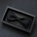 Farfallina nera da uomo a doppio strato con confezione regalo per abito formale e nozze. - 22-Jacquard Nero