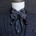 British retro men's bow tie luxury crystal brooch cravat vintage fashion suit collar accessory - Orchid Pattern