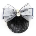 Hair Net Bow Hair Clip Professional Work Hairpin Mesh Snood Hair Accessories 12cm - Light Gray Fine Net