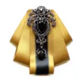 Elegante cravattino oro e nero con brillanti strass di cristallo per abbigliamento formale. - Giallo Oro