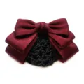 Dunkelrote Samt Schleife Haarnetz Klammer, elegante professionelle Haarspange für Damen. - Federclip Haarnetz / Burgunderrot