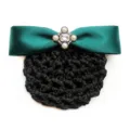 Variante retina per capelli verde con strass perla, elegante accessorio chignon professionale. - Rete a Maglie Larghe / Verde Scuro