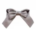 Grey satin bow hair clip, elegant professional hair accessory variant for daily work use. - Duckbill Hair Clips / Gray