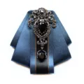 Papillon strass uomo nastro blu scuro spilla abbigliamento formale festa costume - Ciano Scuro