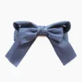 Elegant fabric bow hair clip in dark blue, perfect for professional work and daily wear. - Duckbill Hair Clips / Blue