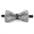 Silver rhinestone bow tie detail closeup for men, sparkling wedding party neckwear accessory. - Silver
