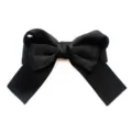 Elegant black satin bow hair clip, professional bun maker accessory for daily work wear. - Duckbill Hair Clips / Black
