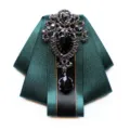 Farfallina con strass verde scuro da uomo, fiore da collo in cristallo per spettacoli ed abito. - Verde Pavone
