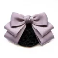Professionelles Damen Haarnetz Schleife Haarspange Satin lila Haaraccessoire Büro. - Federclip Haarnetz / Traumhaftes Lila